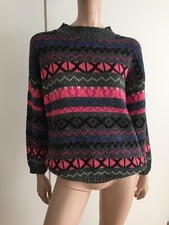 Pull vintage gris rose bleu made in Italy taille M