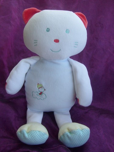 Doudou chat bleu rouge blanc - doudou,