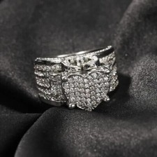 2.00 CT Coupe Ronde Imitation Diamant Forme Coeur Homme Ring 14K Plaqué or Blanc