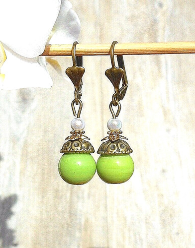 Boucles oreille vertes - d'oreille,