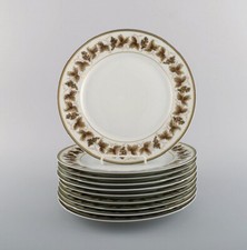 10 assiettes à dîner en porcelaine Ceralene A. Raynaud Limoges, vignes.