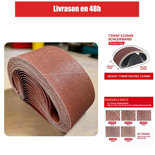Lot bandes abrasives 75 - 25,