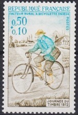 France 1972 Timbre Jour Courrier Facteur Vélo Vélo Cyclisme MNH