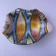 Grand plat céramique grand plat décoratif Multicolore émaillé 1960's Vallauris