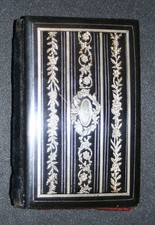 ancien étui à carte en carton laqué et argent travail de Pont à Mousson XIX ème