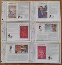 Série 6 Feuillets CEF 1er jour sur Soie : COMPOSITEURS ET MUSICIENS - Année 1992