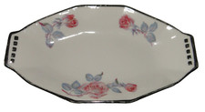 Ravier Beurrier ancien en porcelaine KG France motif rose liseret argenté  N184