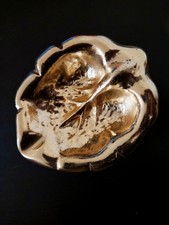 Magnifique cendrier vide poche Luxiom France en alu doré, vintage