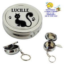 cendrier de poche porte clé chat personnalisable avec prénom au choix réf 02