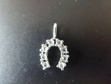  pendentif fer à cheval zirconium argent massif poinçon orfèvre 1,45gr 1,8x1cm 