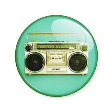 Badge POSTE à CASSETTE RETRO ghetto blaster K7 hip boho vintage rock pins Ø25mm