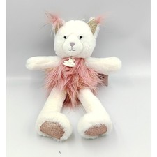 Doudou peluche chat lynx blanc rose HISTOIRE D'OURS - 33932