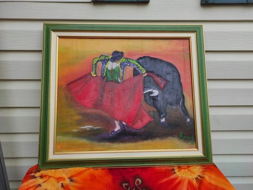 Tableau corrida signé j - tableau,