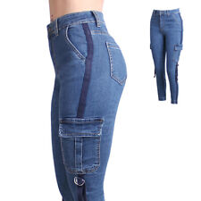 Pantalon Cargo Femme Jeans Taille Haute Stretch Skinny Push Up
