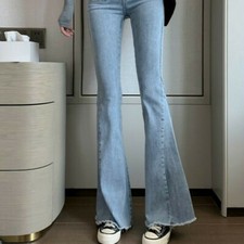 Femme Évasé Jean Pantalon Patte D’Éléphant Slim Bootcut Taille Haute