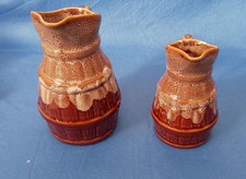 2 Anciens Pichets À Vin De Bistrot 1/2 L Et 1/4 L Faïence Marron