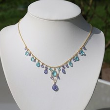 collier tanzanite apatite bleue ciel pierre précieuse fine naturelle 2354
