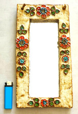 MIROIR MURAL, CERAMIQUE, TERRE CUITE EMAILLEE, SIGNE LA ROUE VALLAURIS, 31,5 CM