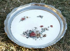 Assiette faience étain ancienne BMF N 26cm Antique French Pewter Ceramic Plate