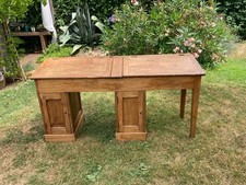 Pupitre d’école ancien double – Rénovation soignée & rangements intégrés