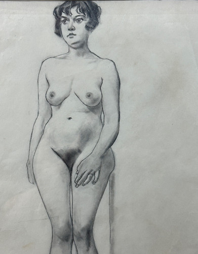 Ancien dessin portrait jeune