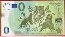 N°23 RARE BILLET 0 EURO SOUVENIR 2018 ZOO DE BEAUVAL - Billet Euro N° 013597