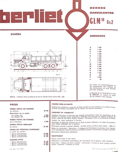 Berliet glm 6x2 bennes - glm,
