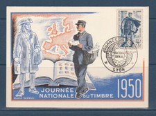 carte  1er jour  journée du timbre   69  Lyon    1950                      b