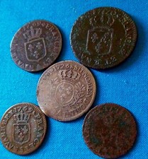 LOT DE 5 FRANCAISES,LOUIS15: 2LIARDS/SOL/et UNE 2SOLS