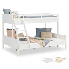 Lit D' Enfant Superposé Mezzanin 90 140 x200 cm Bois Blanc Matelas Homestyle4u