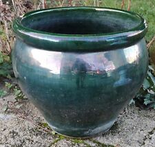 Ancien Cache Pot Poterie Jardinière terre cuite Vernissée extérieur Intérieur 