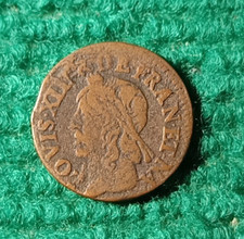 LOUIS XIII - Double Tournois de Warin, Tête à gauche - 1642