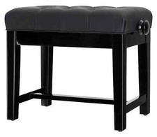 Banc Banquette Piano Similicuir Tabouret Réglable en Hauteur Bois Noir Brillant