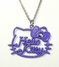 Pendentif Hello Kitty chaîne noeud couleur violet paillettes