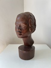 Buste jeune femme africaine Art Déco 1930 Bois