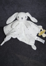 ?Doudou Plat Lapin Blanc Etoile Gris SIMBA TOYS NICOTOY KIABI Attache Tétine