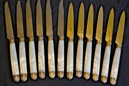 Couteaux argent vermeil - 6+6,