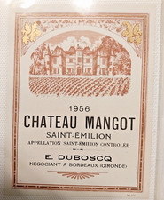étiquette de vin 1956  chateau mangot  st emilion
