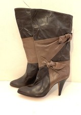 Bottes En Cuir Marron Et Beige