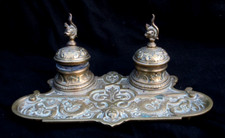 Encrier double en bronze "