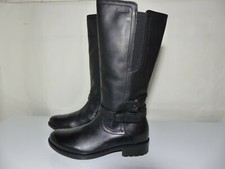 Bottes plates GEOX, élastiquées mollets, cuir noir, doublure textile, point. 35