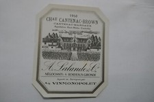 Etiquette ancienne 1950 VIN Château CANTENAC-BROWN Margaux