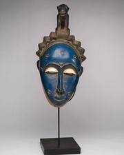 FR0982 MASQUE BAOULE AVEC SOCLE COTE D'IVOIRE AFRIQUE ART TRIBAL AFRICAIN