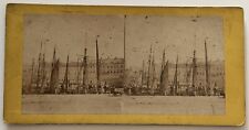 FRANCE Boulogne-sur-Mer Voiliers c1865 Photo Stereo Vintage Albumine P75L2n
