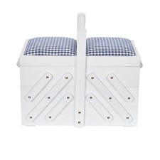 Nähkasten Holz M weiß mit Stoff 612578 Travailleuse bois M blanc avec tissu M...
