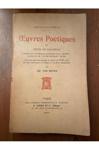 Oeuvres poétiques sieur - poétiques, du