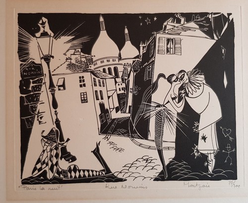 Ancienne gravure rue norvins - gravure,
