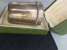 Timbale ancienne en Laiton argenté années 50/60 – Initiale RK ou KR