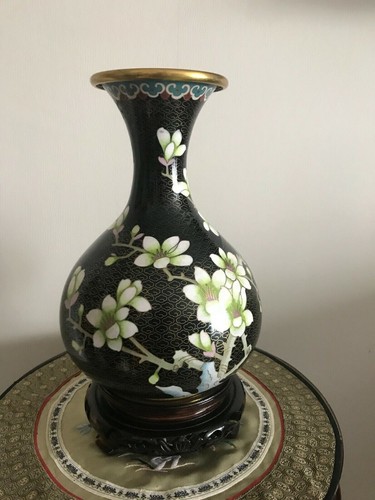 Cloisonne vase bronze emaux - bronze,