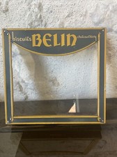 Biscuits BELIN Chateau-Thierry- Ancien couvercle boite tole lithographiée +verre